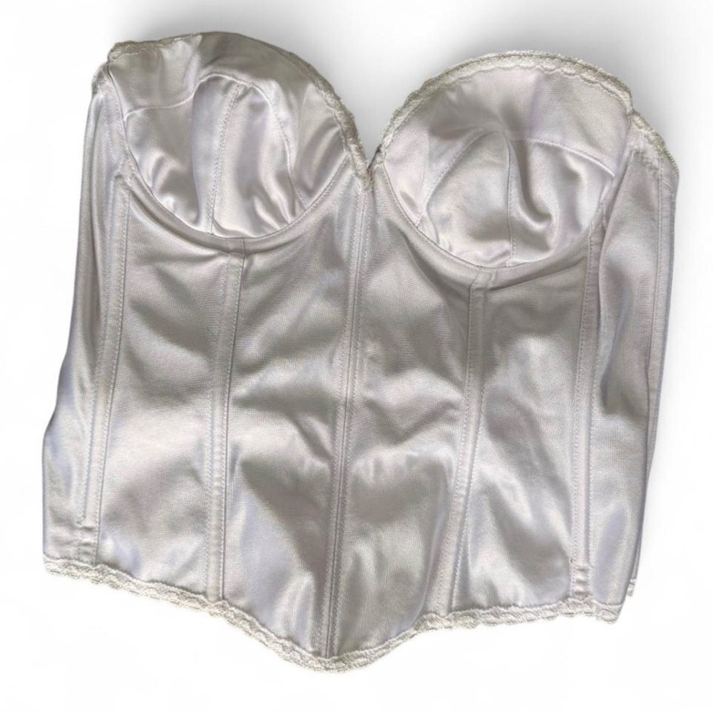 Vintage White Strapless Bustier Corset Longline Bra Size 36B
